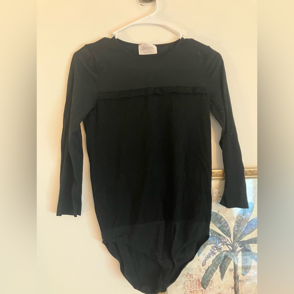 Wolford Black Merino Wool Long Sleeve Bodysuit